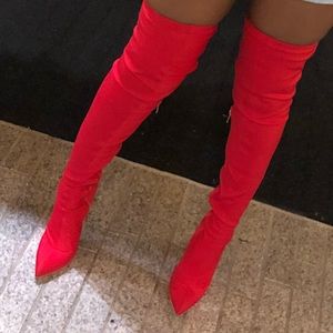 Red Thigh High Heels